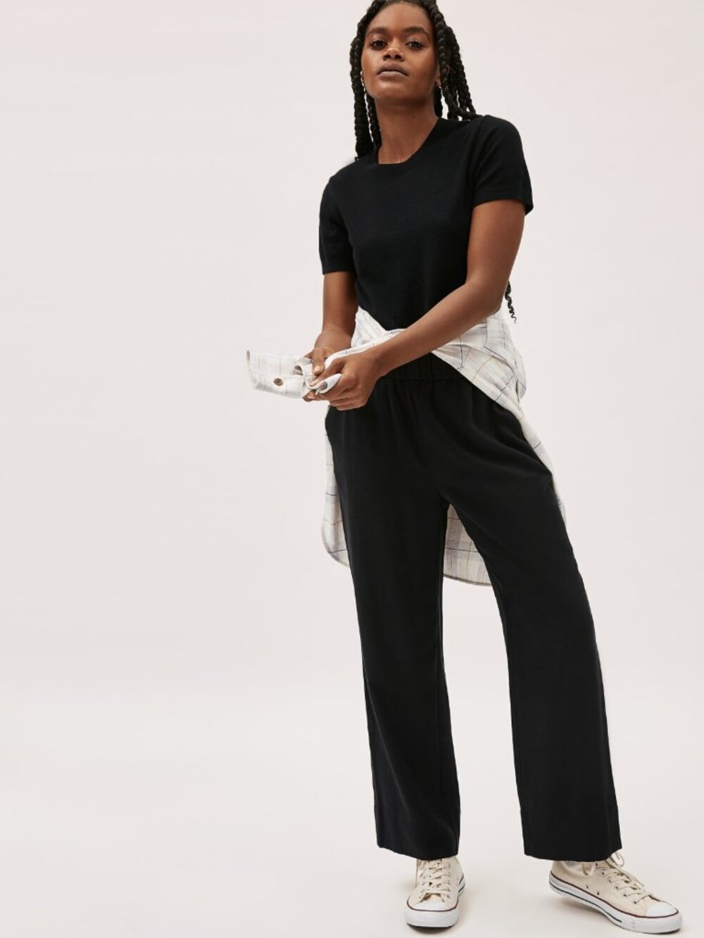 Everlane The Cashmere Sweater Tee Black Base - Size S